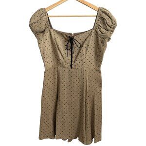 Wolf Gang Milkmaid Cottagecore Coquette Babydoll Mini Dress Polkadot Brown M